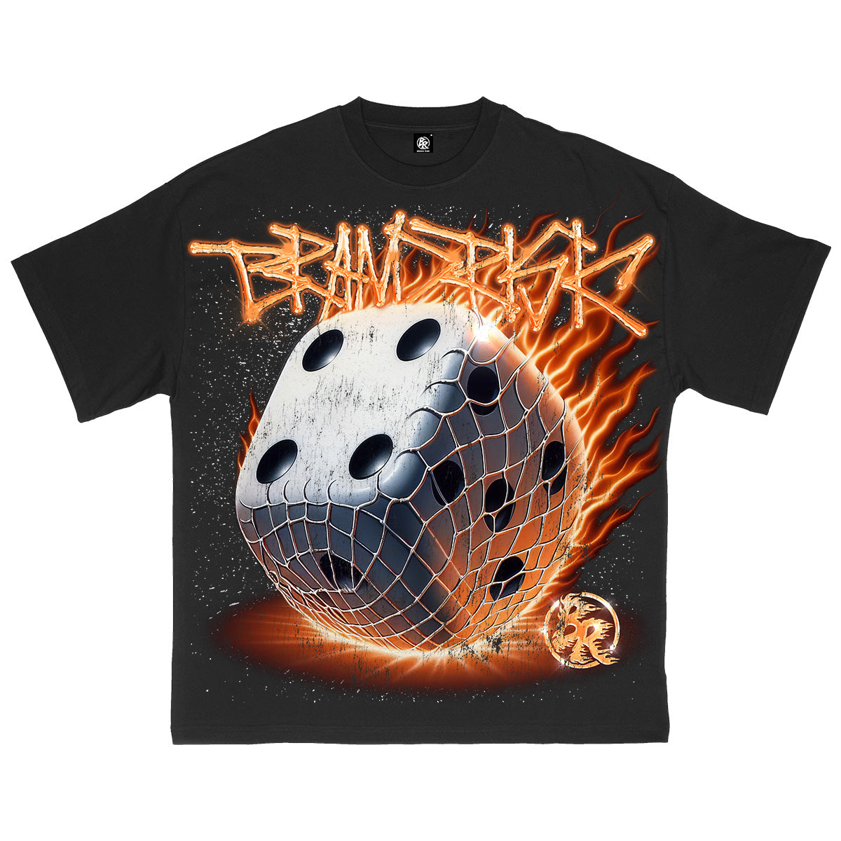 Flaming Dice Roll Black Tee