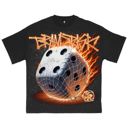 Flaming Dice Roll Black Tee