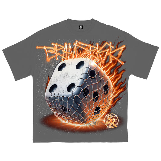 Flaming Dice Roll Gray Tee