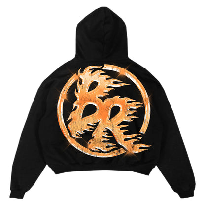 Flaming Dice Roll Black Hoodie