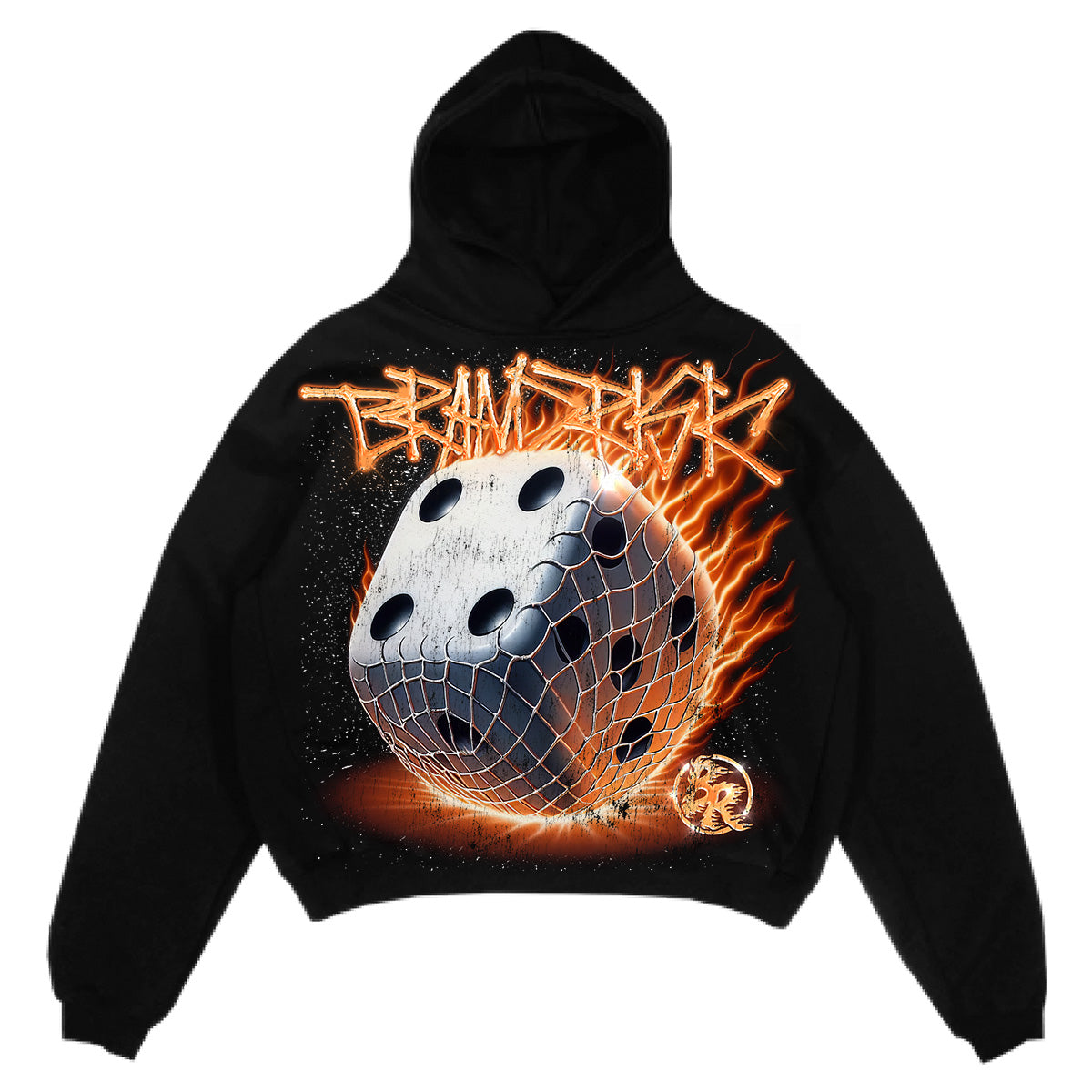 Flaming Dice Roll Black Hoodie