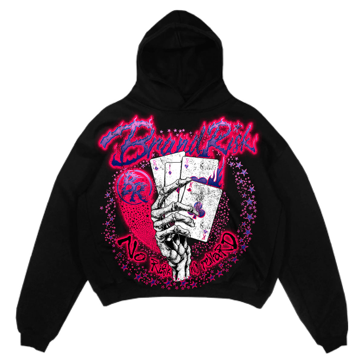 Skeleton Poker Hand Black Hoodie