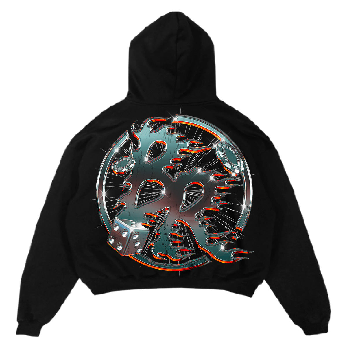 Flaming Chips Black Hoodie