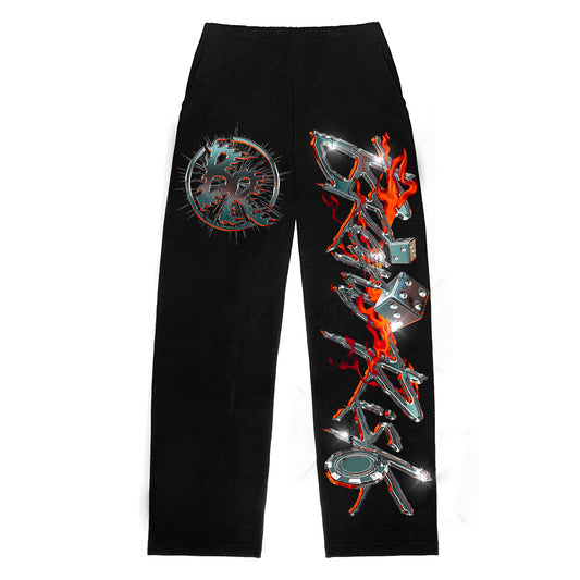 Flaming Chips Black Joggers