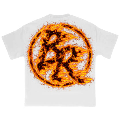 Flaming Logo White Tee